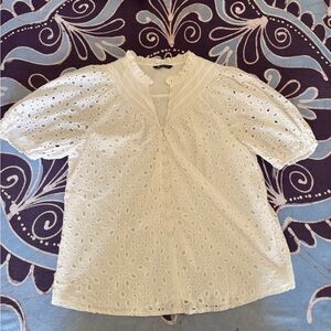 Pretty Garden White Eyelet Blouse